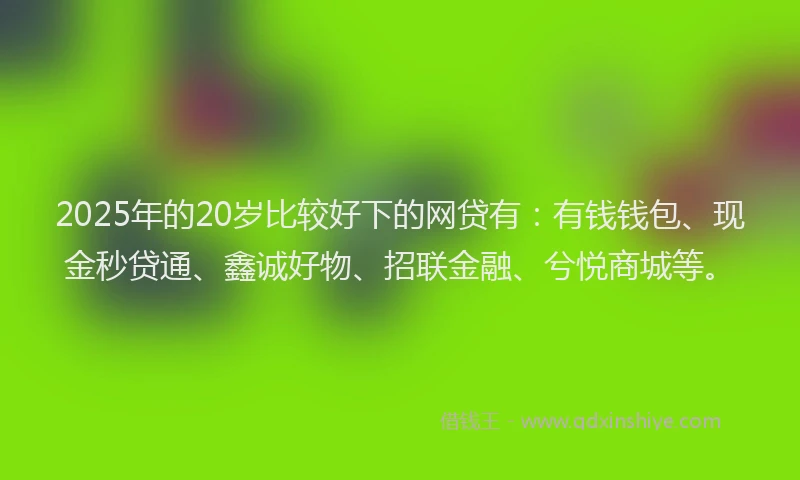 2025年的20岁比较好下的网贷有：有钱钱包、现金秒贷通、鑫诚好物、招联金融、兮悦商城等。