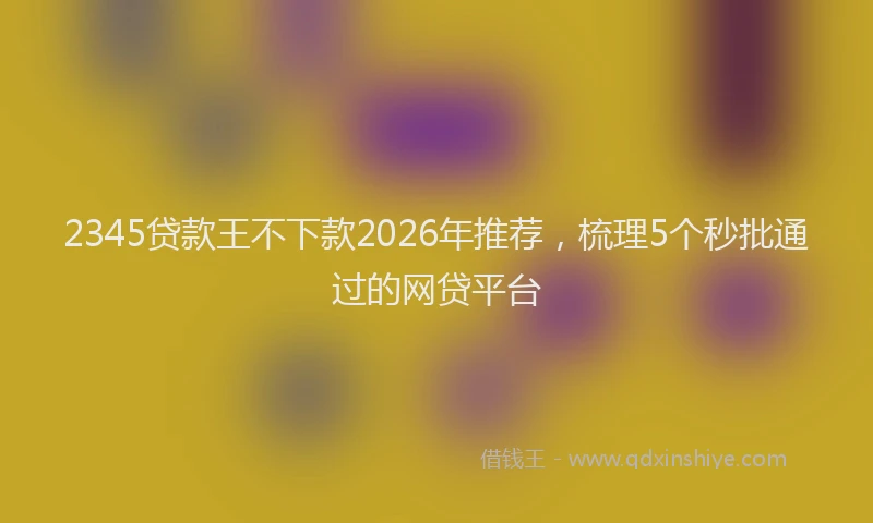 2345贷款王不下款2026年推荐，梳理5个秒批通过的网贷平台