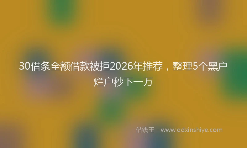 30借条全额借款被拒2026年推荐，整理5个黑户烂户秒下一万
