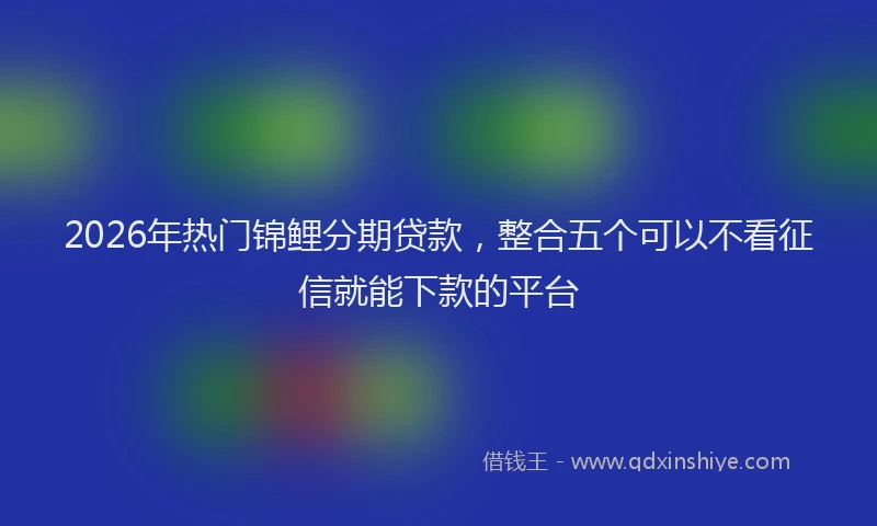 2026年热门锦鲤分期贷款，整合五个可以不看征信就能下款的平台
