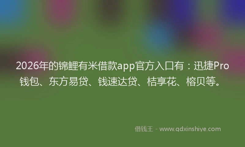 2026年的锦鲤有米借款app官方入口有：迅捷Pro钱包、东方易贷、钱速达贷、桔享花、榕贝等。