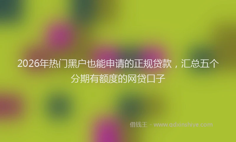 2026年热门黑户也能申请的正规贷款，汇总五个分期有额度的网贷口子