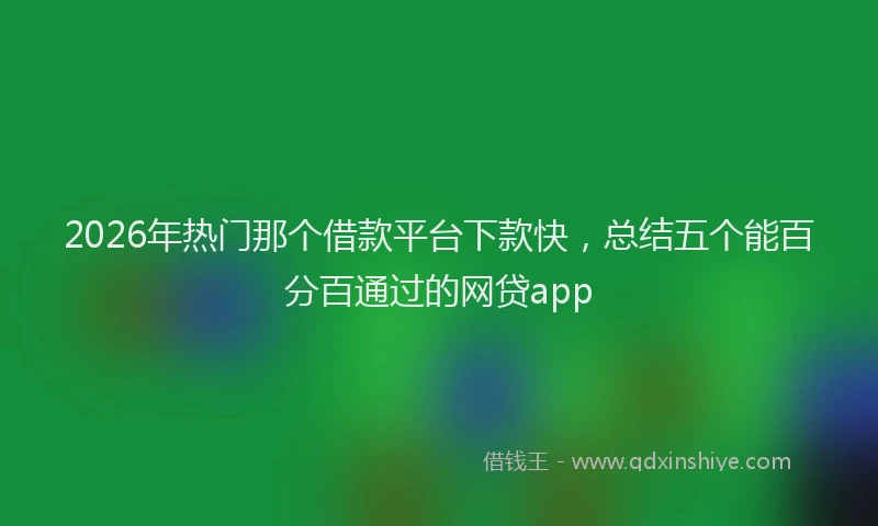 2026年热门那个借款平台下款快，总结五个能百分百通过的网贷app