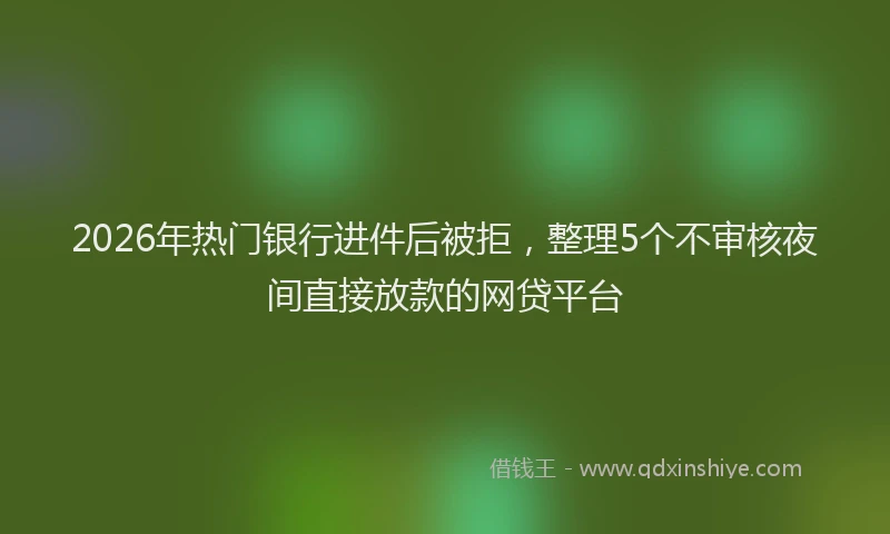 2026年热门银行进件后被拒，整理5个不审核夜间直接放款的网贷平台