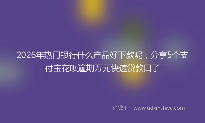 2026年热门银行什么产品好下款呢，分享5个支付宝花呗逾期万元快速贷款口子