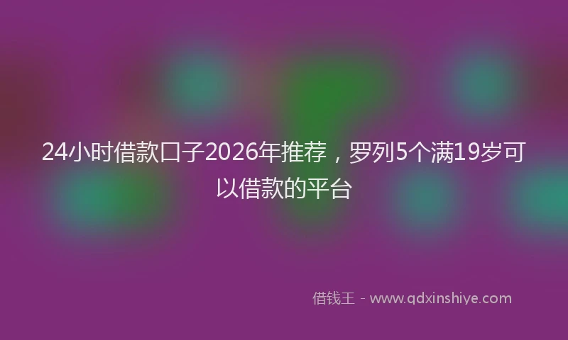 24小时借款口子2026年推荐，罗列5个满19岁可以借款的平台