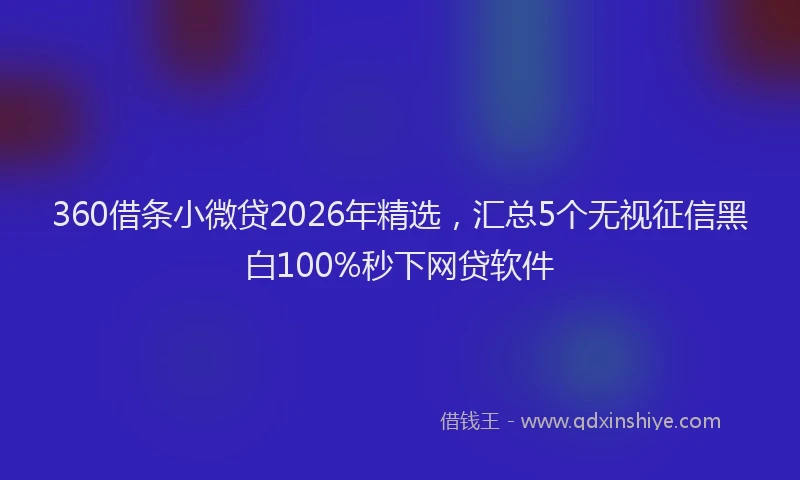 360借条小微贷2026年精选，汇总5个无视征信黑白100%秒下网贷软件