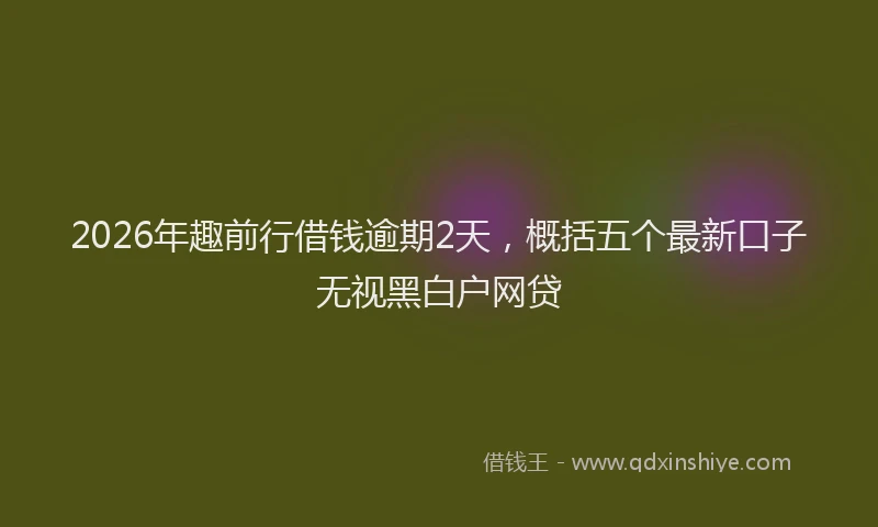 2026年趣前行借钱逾期2天，概括五个最新口子无视黑白户网贷