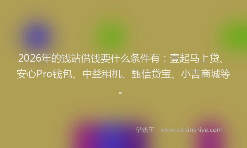 2026年的钱站借钱要什么条件有：壹起马上贷、安心Pro钱包、中益租机、甄信贷宝、小吉商城等。