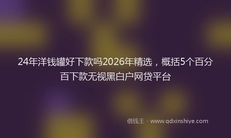 24年洋钱罐好下款吗2026年精选，概括5个百分百下款无视黑白户网贷平台