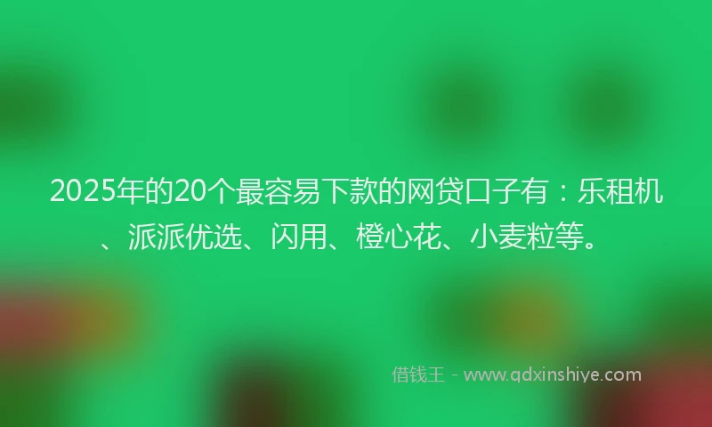2025年的20个最容易下款的网贷口子有：乐租机、派派优选、闪用、橙心花、小麦粒等。