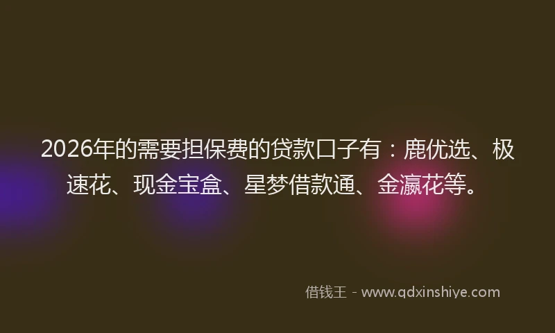 2026年的需要担保费的贷款口子有：鹿优选、极速花、现金宝盒、星梦借款通、金瀛花等。