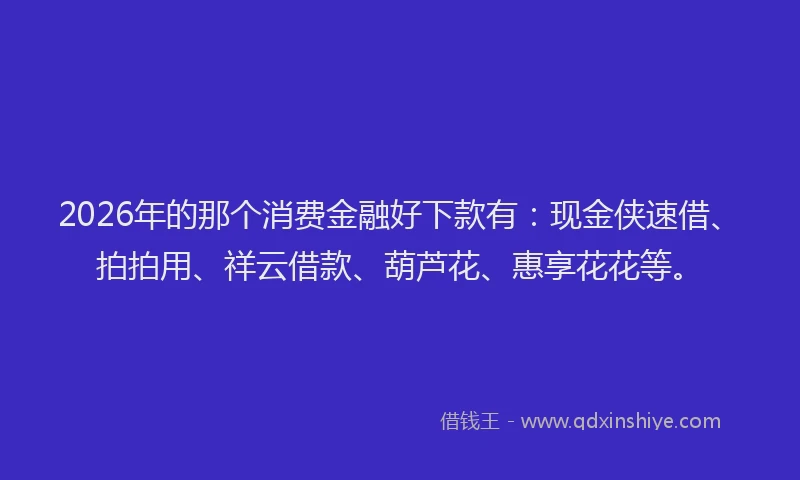 2026年的那个消费金融好下款有：现金侠速借、拍拍用、祥云借款、葫芦花、惠享花花等。