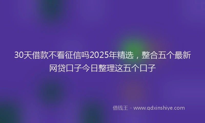 30天借款不看征信吗2025年精选，整合五个最新网贷口子今日整理这五个口子