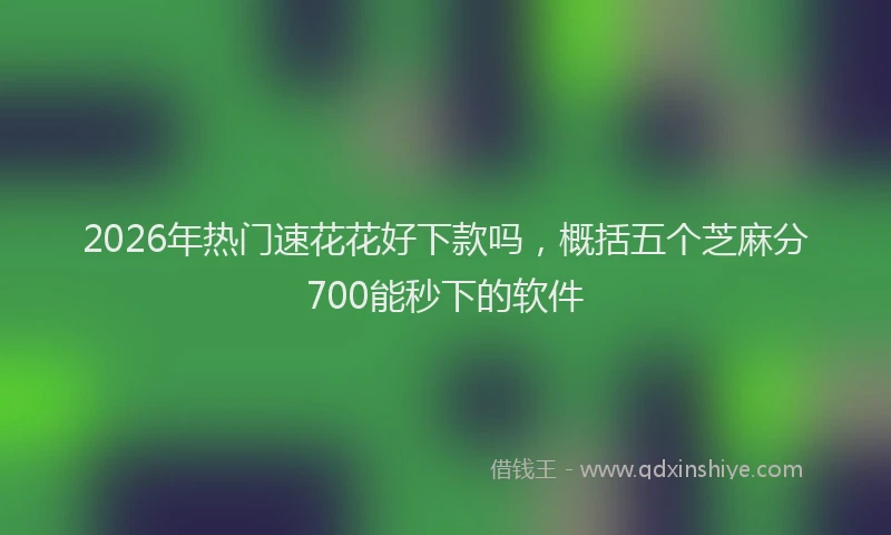 2026年热门速花花好下款吗，概括五个芝麻分700能秒下的软件