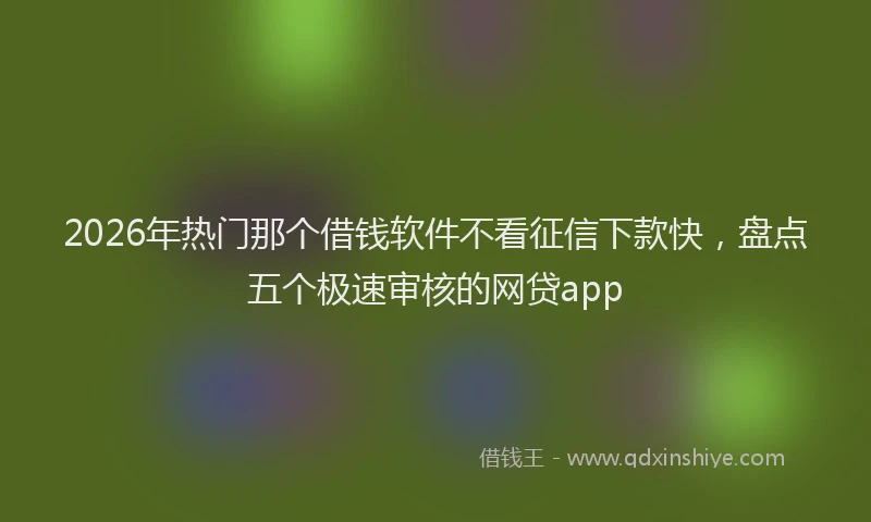 2026年热门那个借钱软件不看征信下款快，盘点五个极速审核的网贷app
