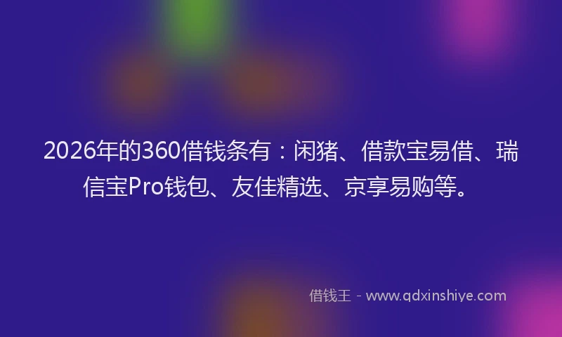 2026年的360借钱条有：闲猪、借款宝易借、瑞信宝Pro钱包、友佳精选、京享易购等。