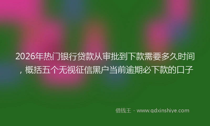 2026年热门银行贷款从审批到下款需要多久时间，概括五个无视征信黑户当前逾期必下款的口子