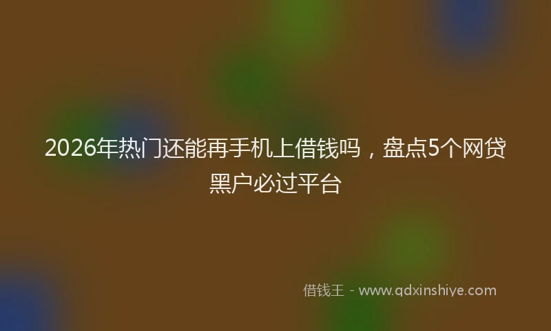 2026年热门还能再手机上借钱吗，盘点5个网贷黑户必过平台
