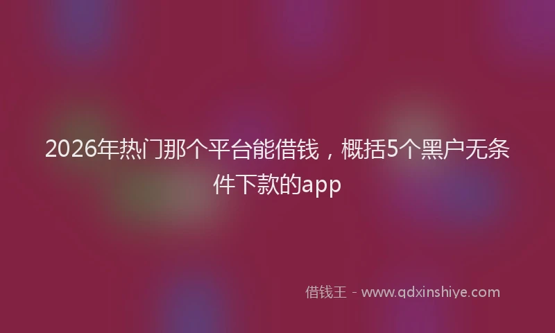 2026年热门那个平台能借钱,概括5个黑户无条件下款的app