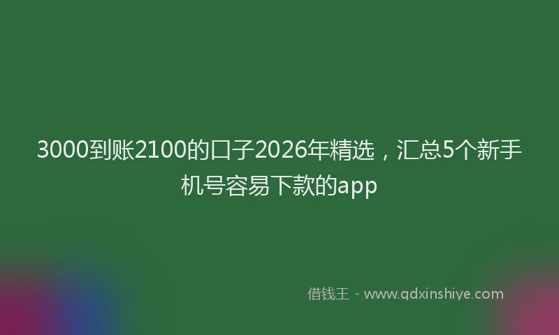 3000到账2100的口子2026年精选，汇总5个新手机号容易下款的app