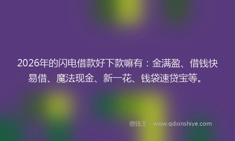 2026年的闪电借款好下款嘛有:金满盈、借钱快易借、魔法现金、新一花、钱袋速贷宝等。