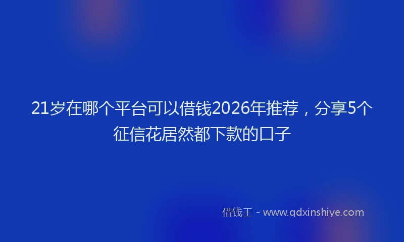 21岁在哪个平台可以借钱2026年推荐，分享5个征信花居然都下款的口子