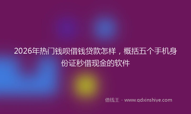 2026年热门钱呗借钱贷款怎样，概括五个手机身份证秒借现金的软件