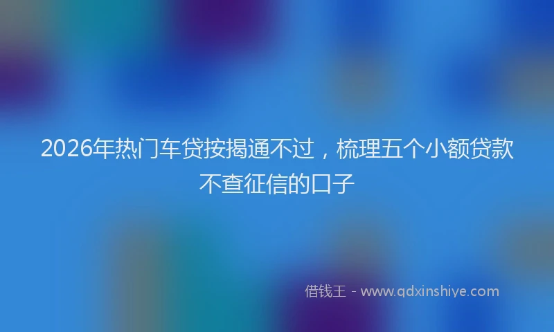 2026年热门车贷按揭通不过，梳理五个小额贷款不查征信的口子