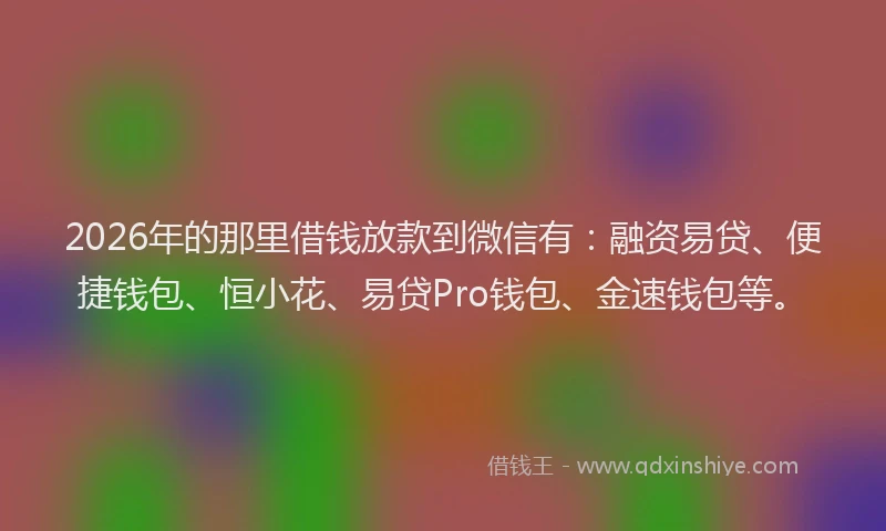 2026年的那里借钱放款到微信有:融资易贷、便捷钱包、恒小花、易贷Pro钱包、金速钱包等。