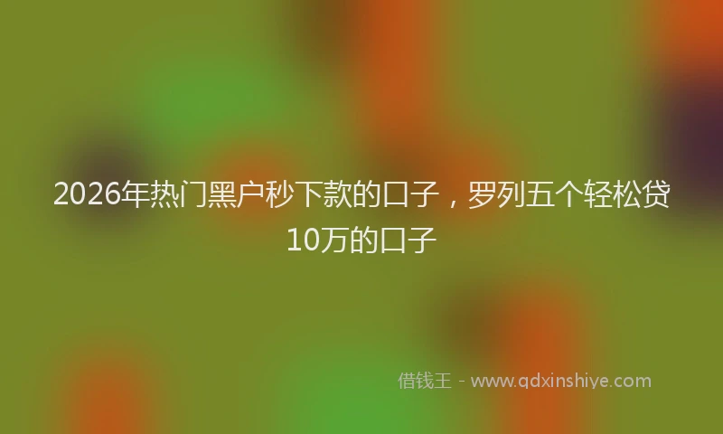 2026年热门黑户秒下款的口子，罗列五个轻松贷10万的口子
