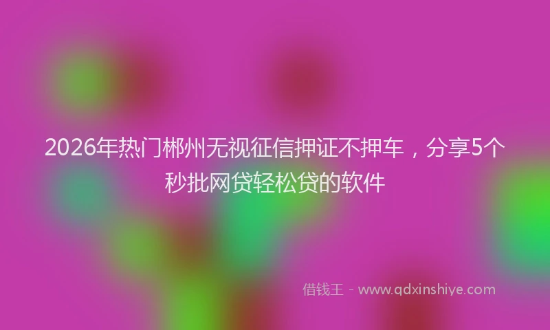 2026年热门郴州无视征信押证不押车，分享5个秒批网贷轻松贷的软件