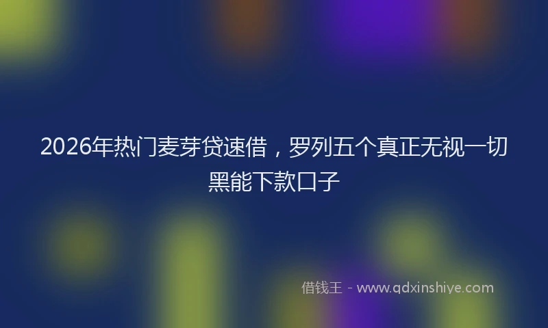 2026年热门麦芽贷速借，罗列五个真正无视一切黑能下款口子
