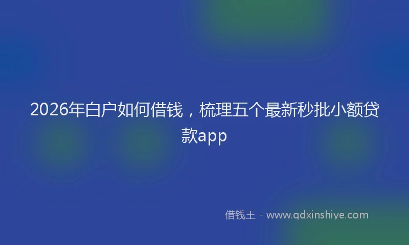 2026年白户如何借钱，梳理五个最新秒批小额贷款app