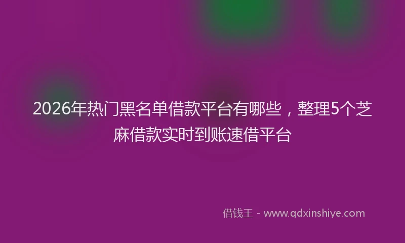 2026年热门黑名单借款平台有哪些，整理5个芝麻借款实时到账速借平台