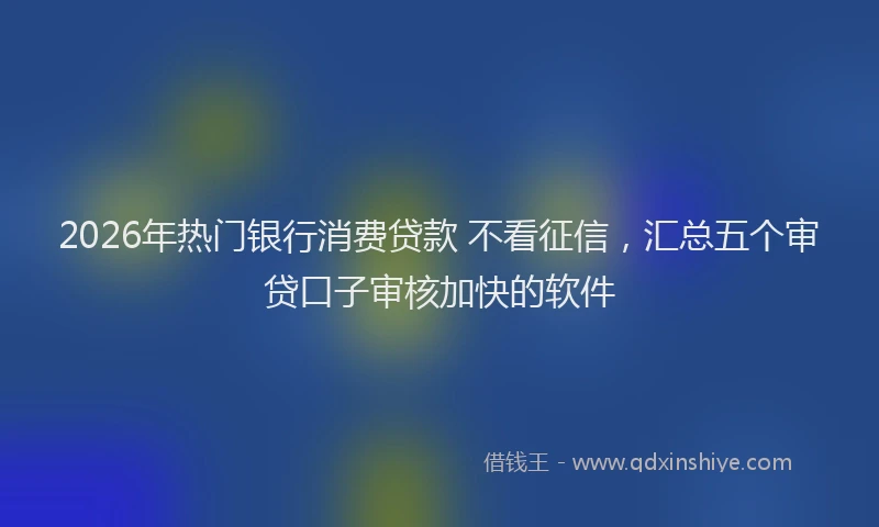 2026年热门银行消费贷款 不看征信，汇总五个审贷口子审核加快的软件