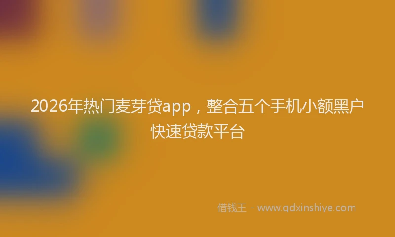 2026年热门麦芽贷app，整合五个手机小额黑户快速贷款平台