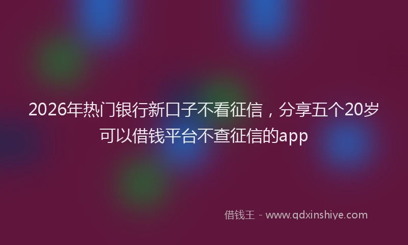 2026年热门银行新口子不看征信，分享五个20岁可以借钱平台不查征信的app