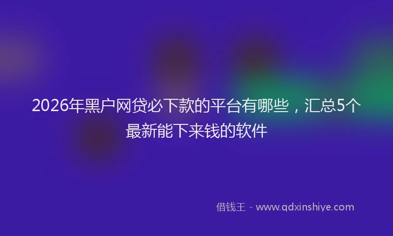 2026年黑户网贷必下款的平台有哪些，汇总5个最新能下来钱的软件