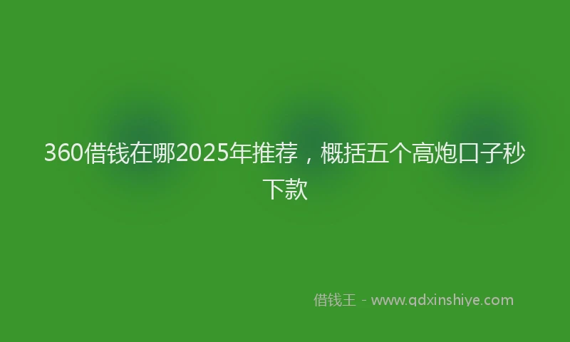360借钱在哪2025年推荐,概括五个高炮口子秒下款