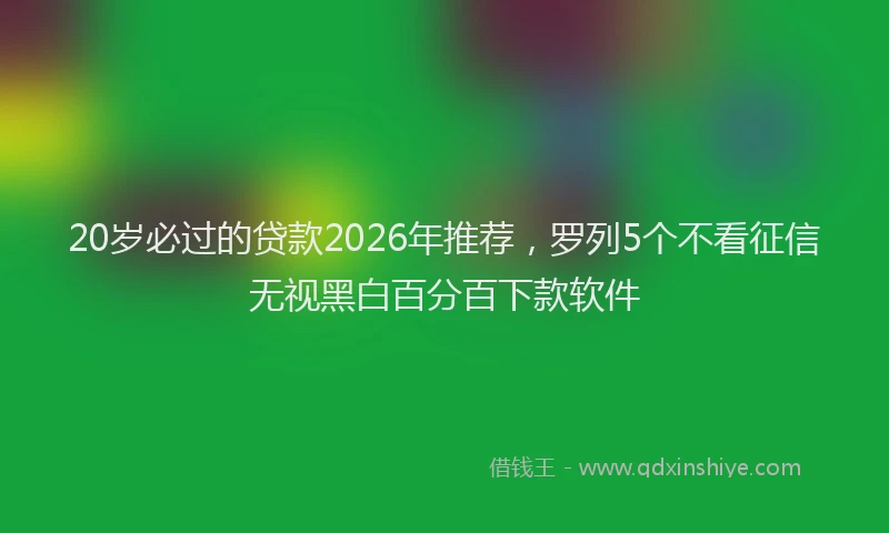 20岁必过的贷款2026年推荐，罗列5个不看征信无视黑白百分百下款软件