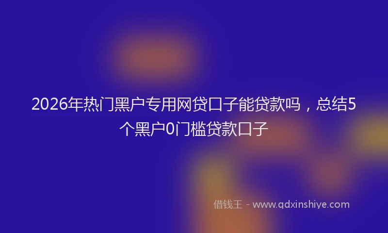 2026年热门黑户专用网贷口子能贷款吗，总结5个黑户0门槛贷款口子