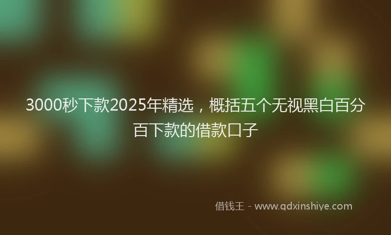 3000秒下款2025年精选，概括五个无视黑白百分百下款的借款口子