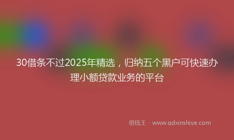30借条不过2025年精选，归纳五个黑户可快速办理小额贷款业务的平台