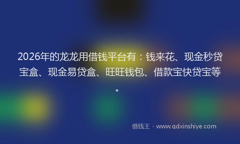 2026年的龙龙用借钱平台有：钱来花、现金秒贷宝盒、现金易贷盒、旺旺钱包、借款宝快贷宝等。