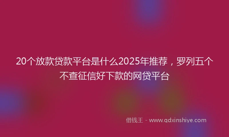20个放款贷款平台是什么2025年推荐，罗列五个不查征信好下款的网贷平台