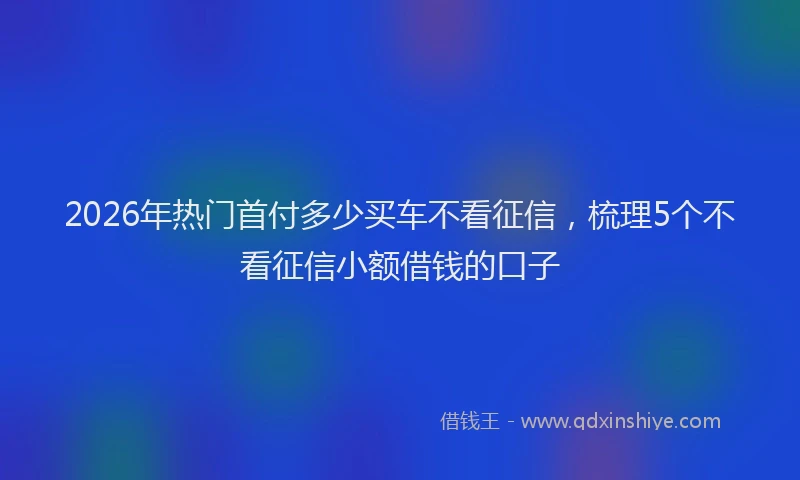 2026年热门首付多少买车不看征信，梳理5个不看征信小额借钱的口子