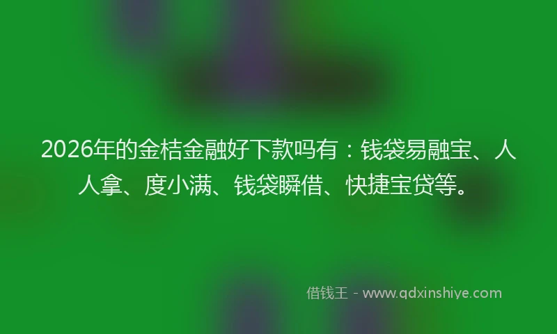2026年的金桔金融好下款吗有：钱袋易融宝、人人拿、度小满、钱袋瞬借、快捷宝贷等。