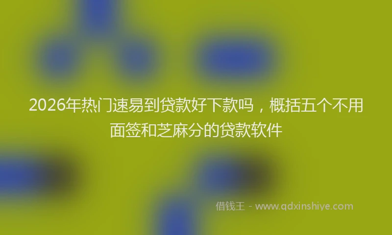 2026年热门速易到贷款好下款吗，概括五个不用面签和芝麻分的贷款软件