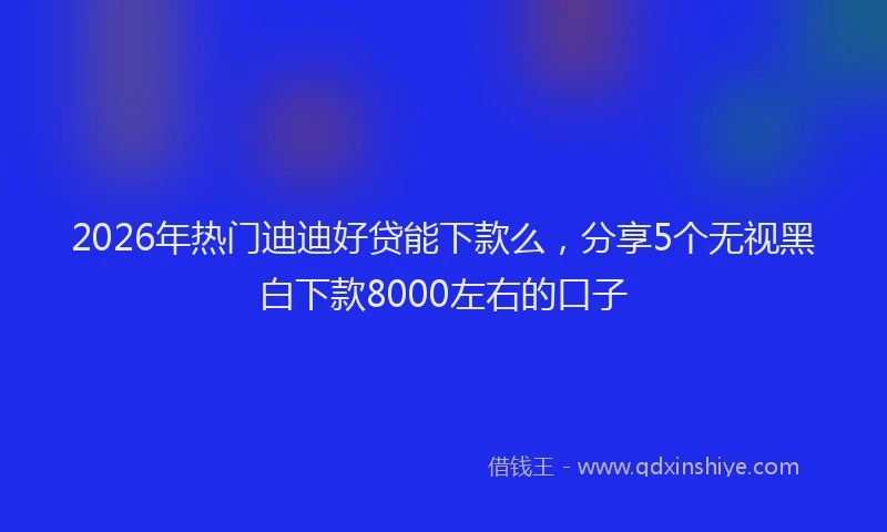 2026年热门迪迪好贷能下款么，分享5个无视黑白下款8000左右的口子